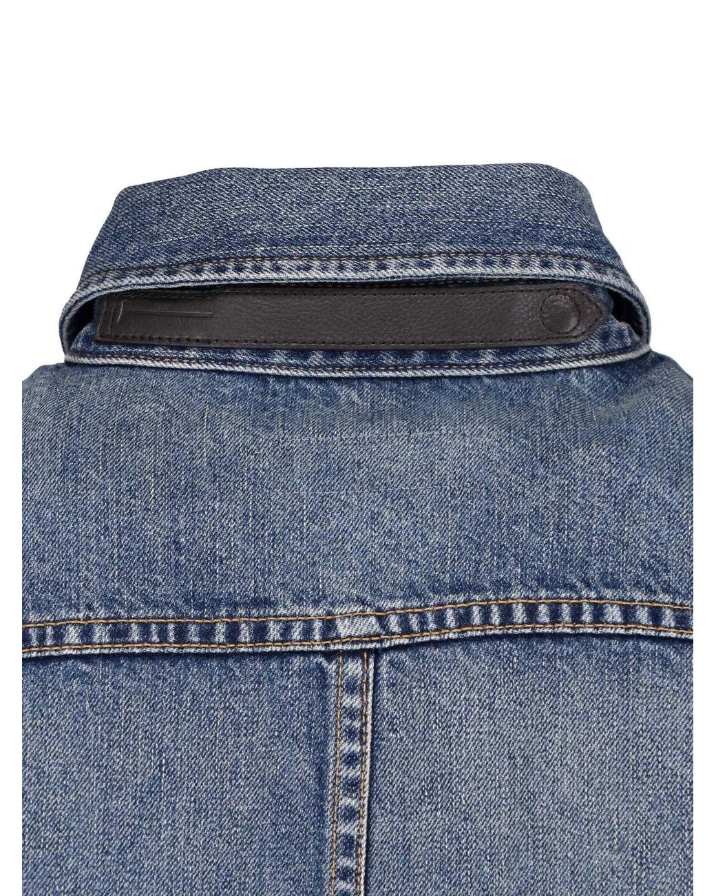 Tom Ford Blue Tailored Wool Jacket With Calf Leather Details for men