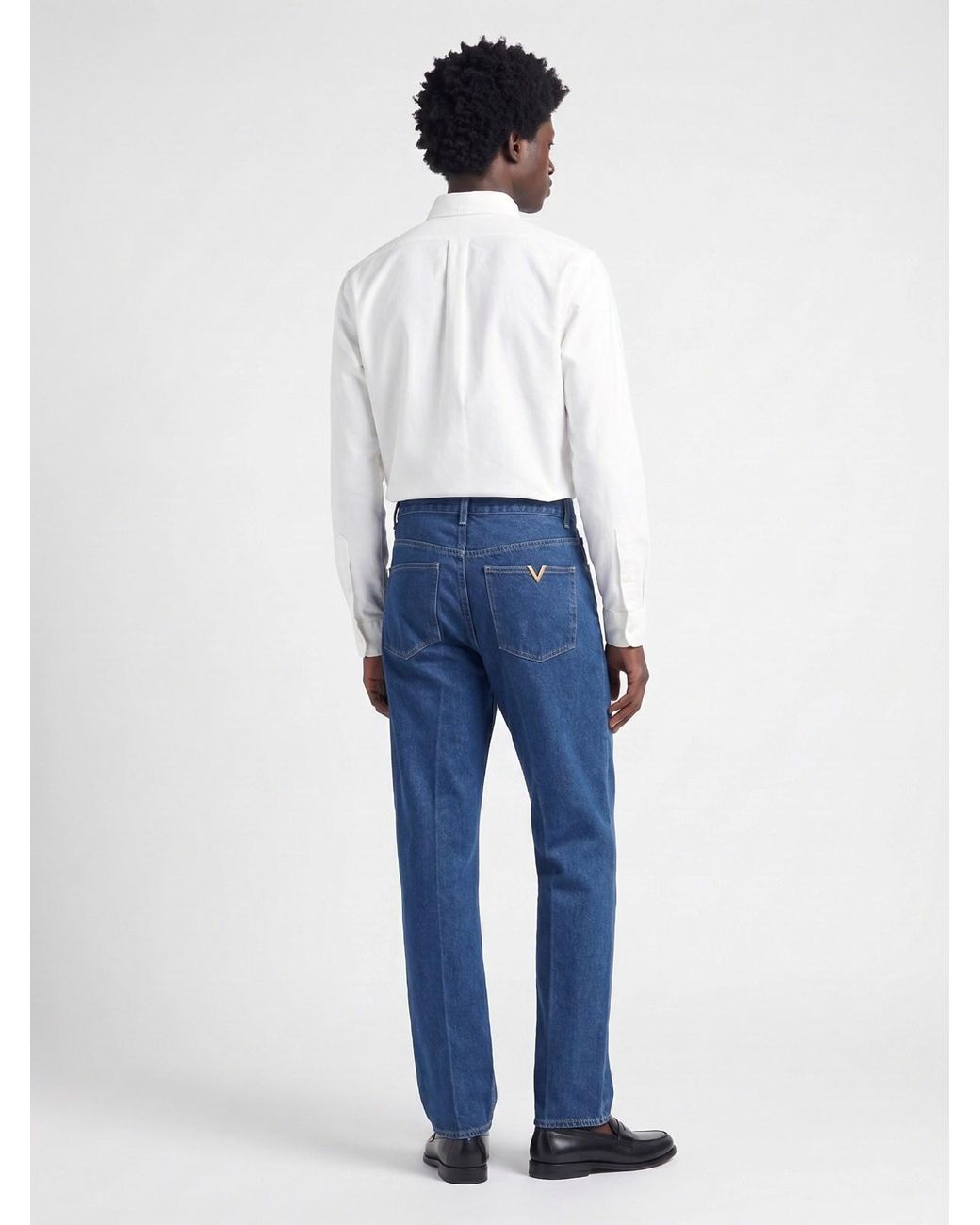Valentino Blue Straight Jeans “Vgold” for men