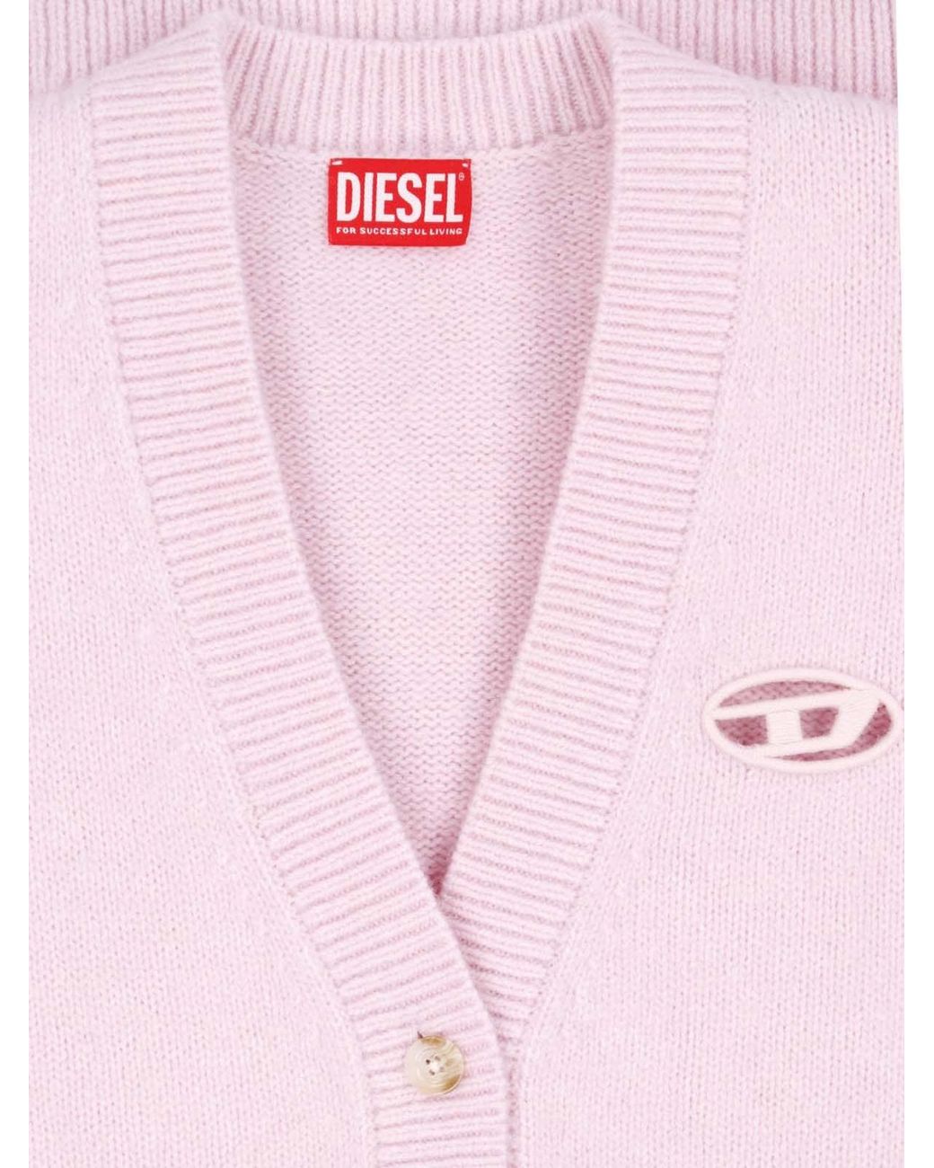 DIESEL Pink Oversized V-Neck Button Front Cardigan