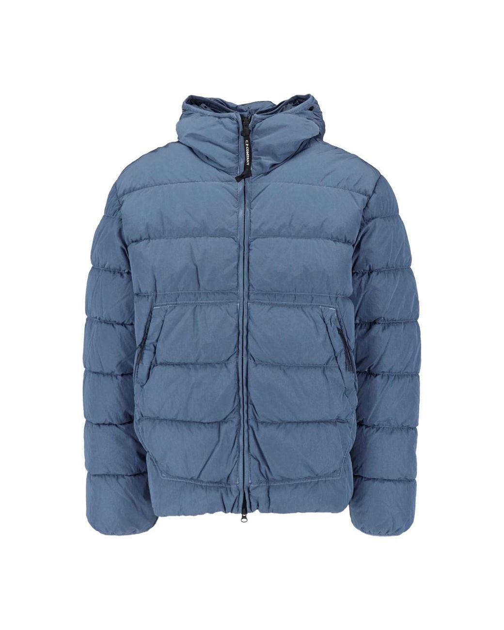 C P Company Blue C. P. Company Hooded Puffer Jacket for men