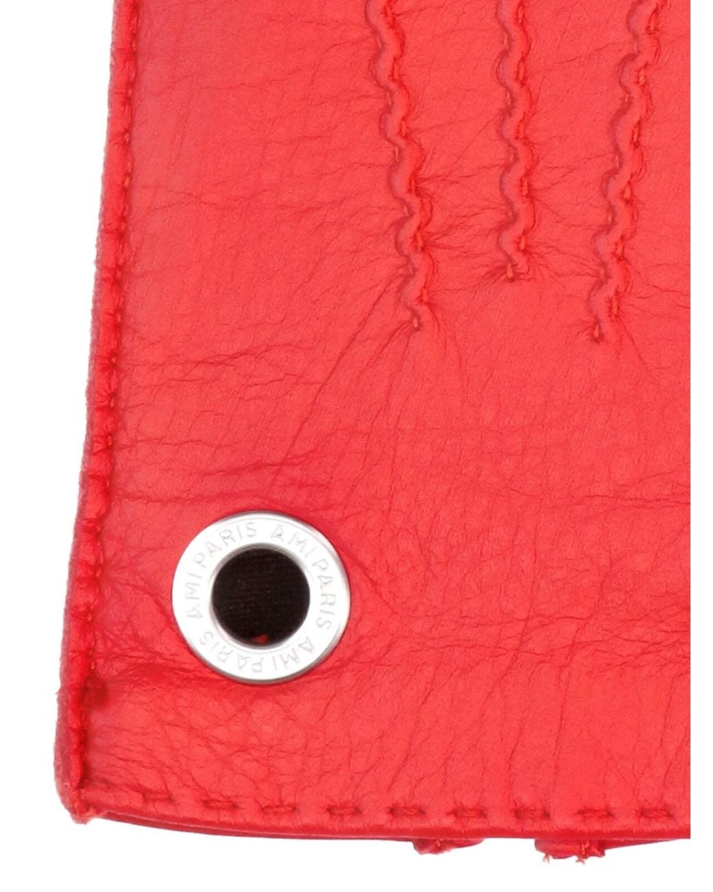 AMI Red Leather Gloves