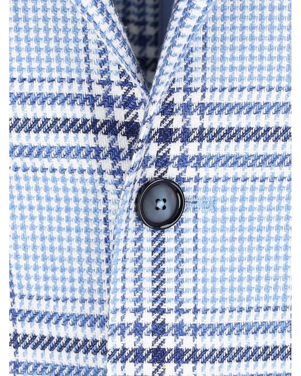 Tagliatore Blue Light Checkered Cotton-Linen Blazer for men