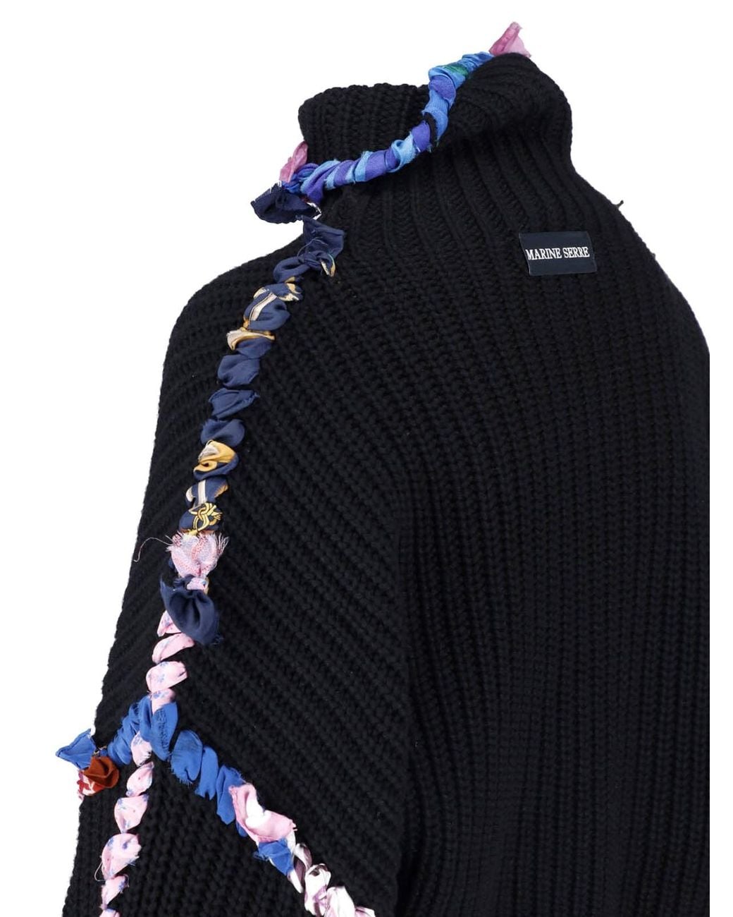 MARINE SERRE Blue Upcycled Scarf Sweater