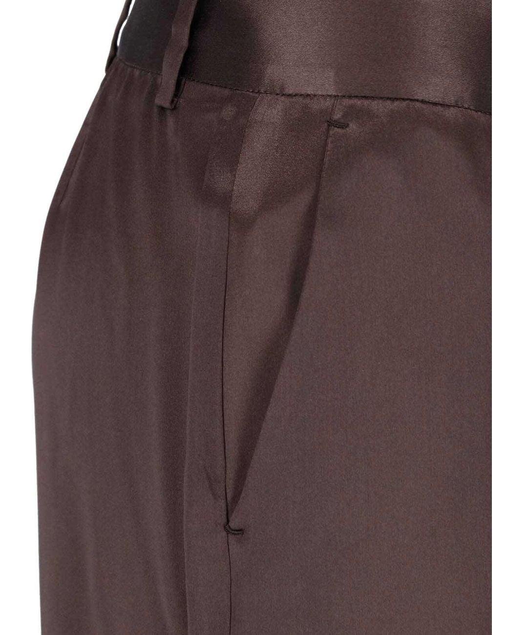 Kiton Brown Luxury Silk Trousers For