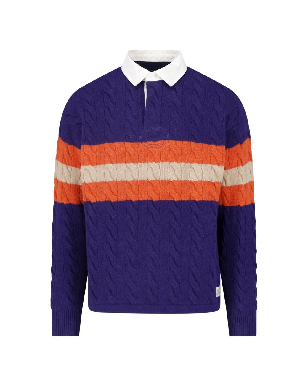 Polo Ralph Lauren Blue Cable-Knit Rugby Sweater for men
