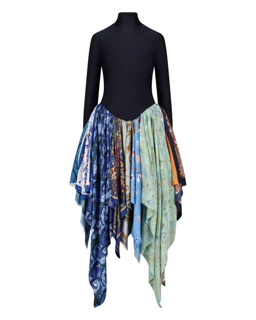 MARINE SERRE Blue Midi Dress With Upcycled Scarf