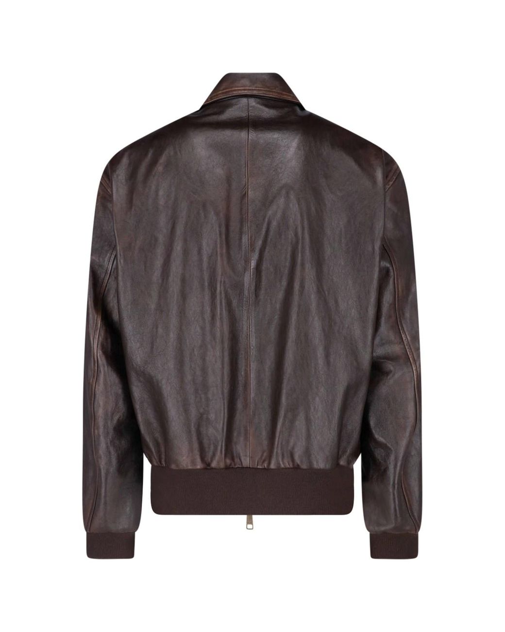 Prada Brown Nappa Leather Bomber Jacket for men