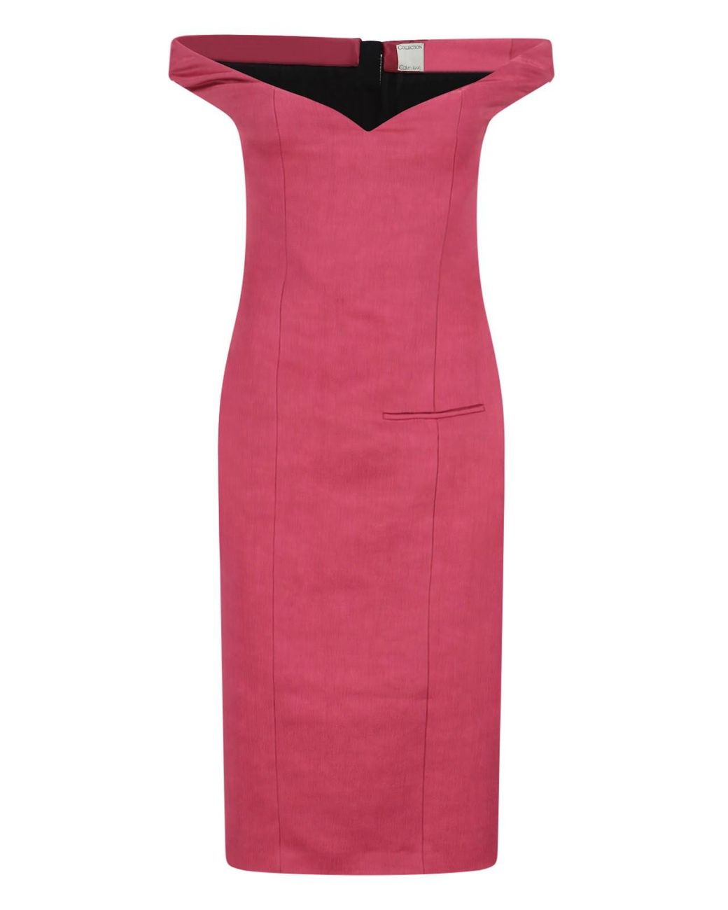 Calvin Klein Pink Midi Dress With Sweetheart Neckline