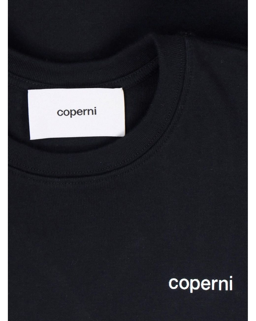 Coperni Black Organic Cotton Rhinestone Logo T-Shirt