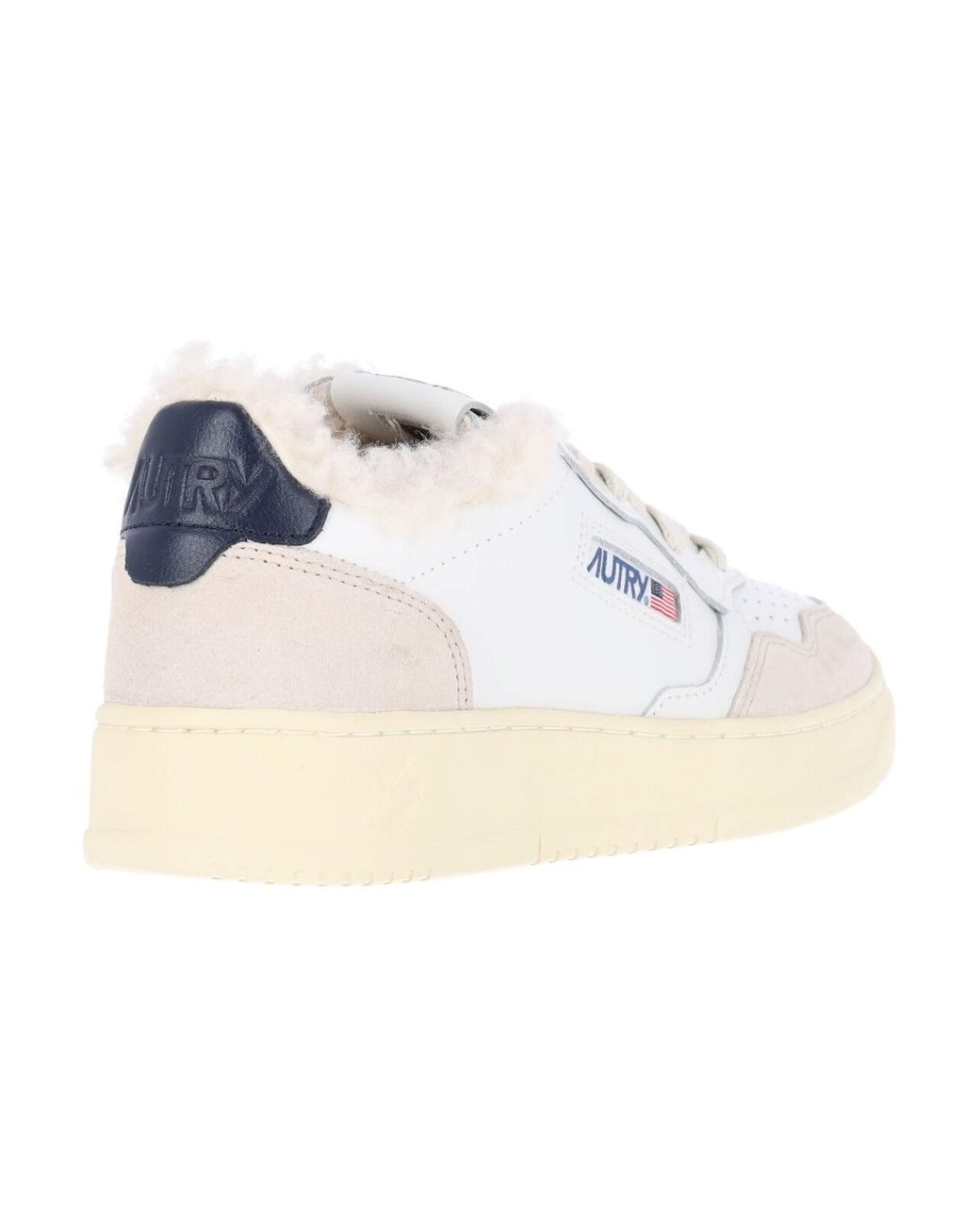 Autry White Shearling-Lined Low-Top Sneakers