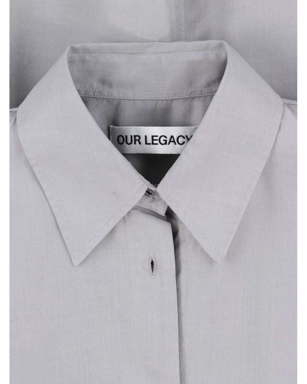 Our Legacy Gray Flux Asymmetrical Hem Tencel Shirt