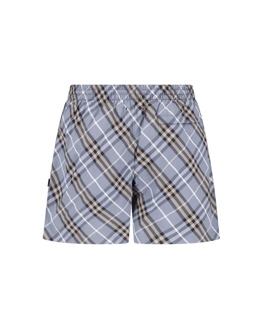Burberry Blue Plaid Drawstring Swim Shorts for men