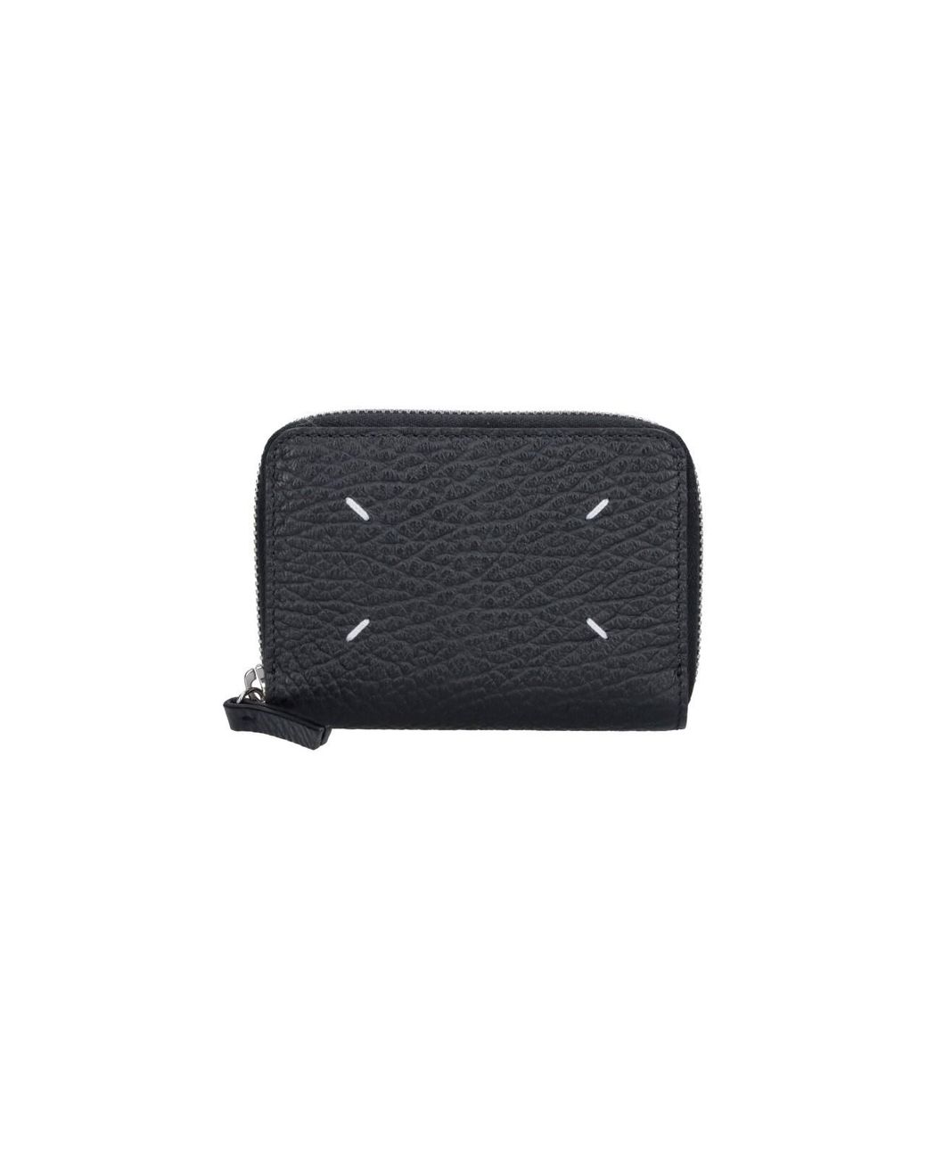 Maison Margiela Black Pebbled Leather Zip-Around Wallet