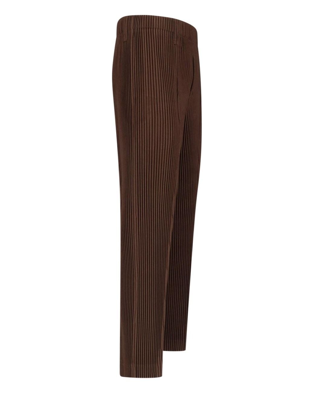 Homme Plissé Issey Miyake Brown Homme Plissé Issey Miyake Pleated Polyester Trousers for men