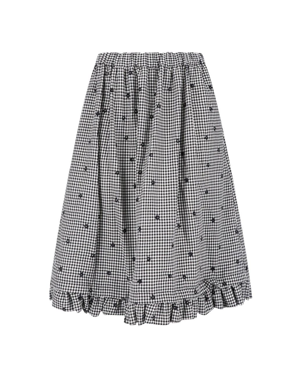 Comme des Garçons Gray Gingham Floral Mini Skirt