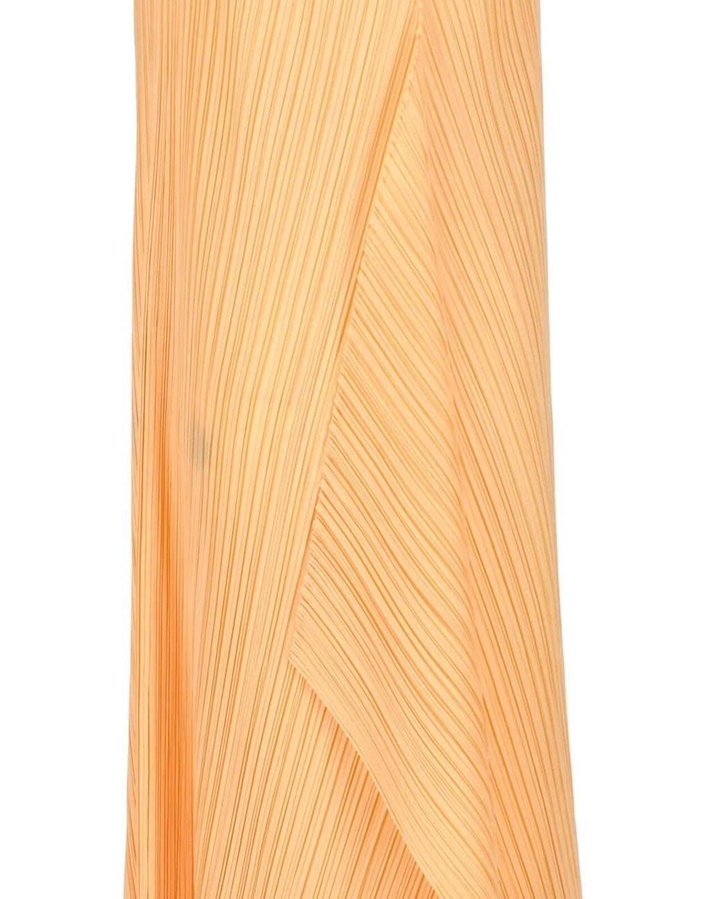Pleats Please Issey Miyake Orange Sleeveless Pleated Midi Dress