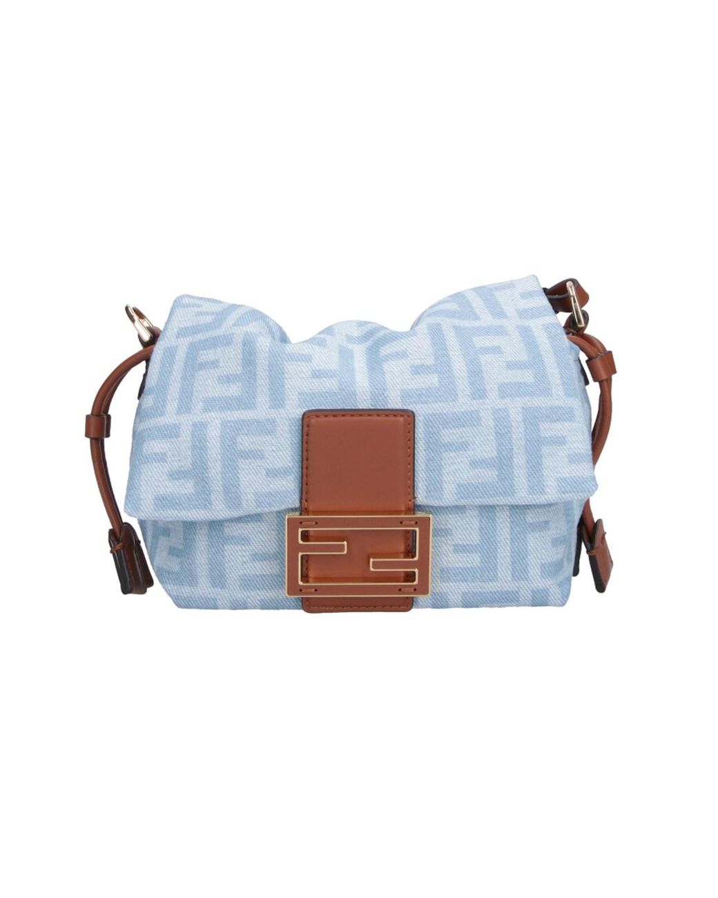 Fendi Blue Small Shoulder Bag "Mamma Baguette"