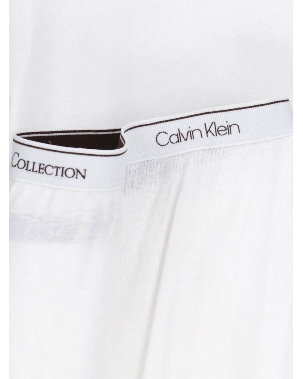 Calvin Klein White Slim-Fit Ribbed Cuff Logo Trousers