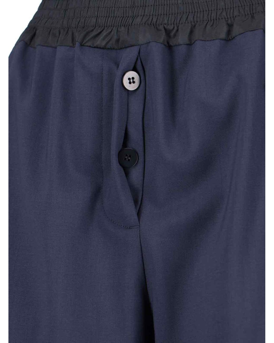 Miu Miu Blue Virgin Wool Logo Pants