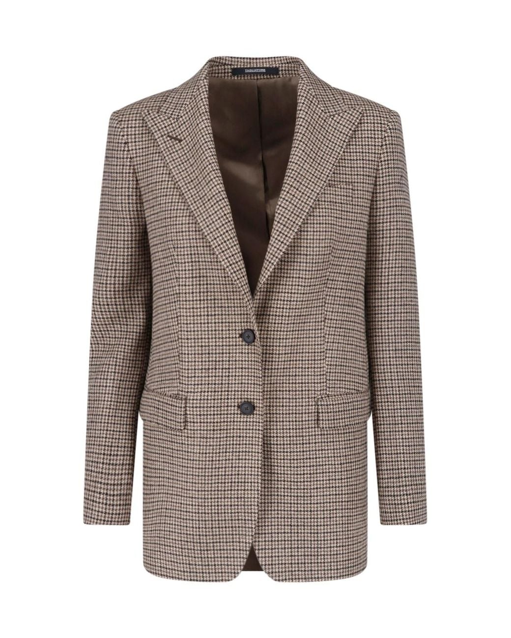 Tagliatore Brown Tailored Houndstooth Blazer Jacket