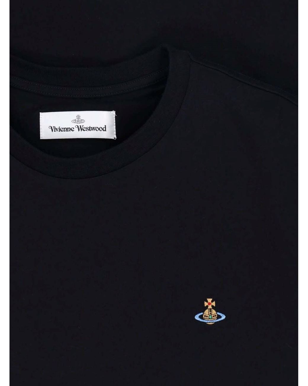 Vivienne Westwood Black Orb Logo Cotton T-Shirt for men