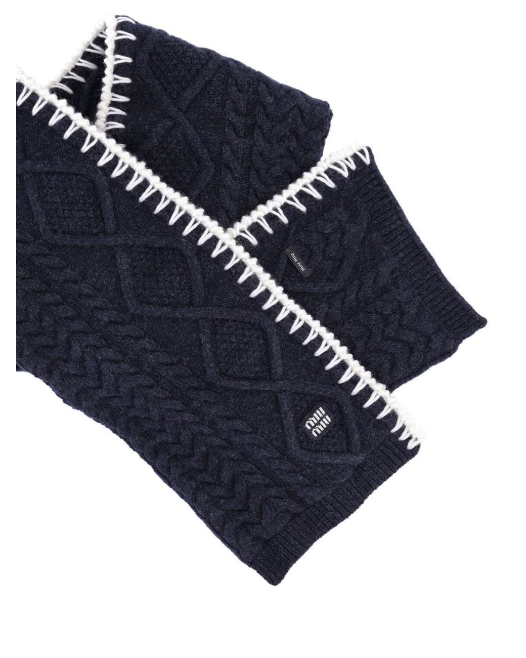 Miu Miu Blue Virgin Wool And Cashmere Scarf