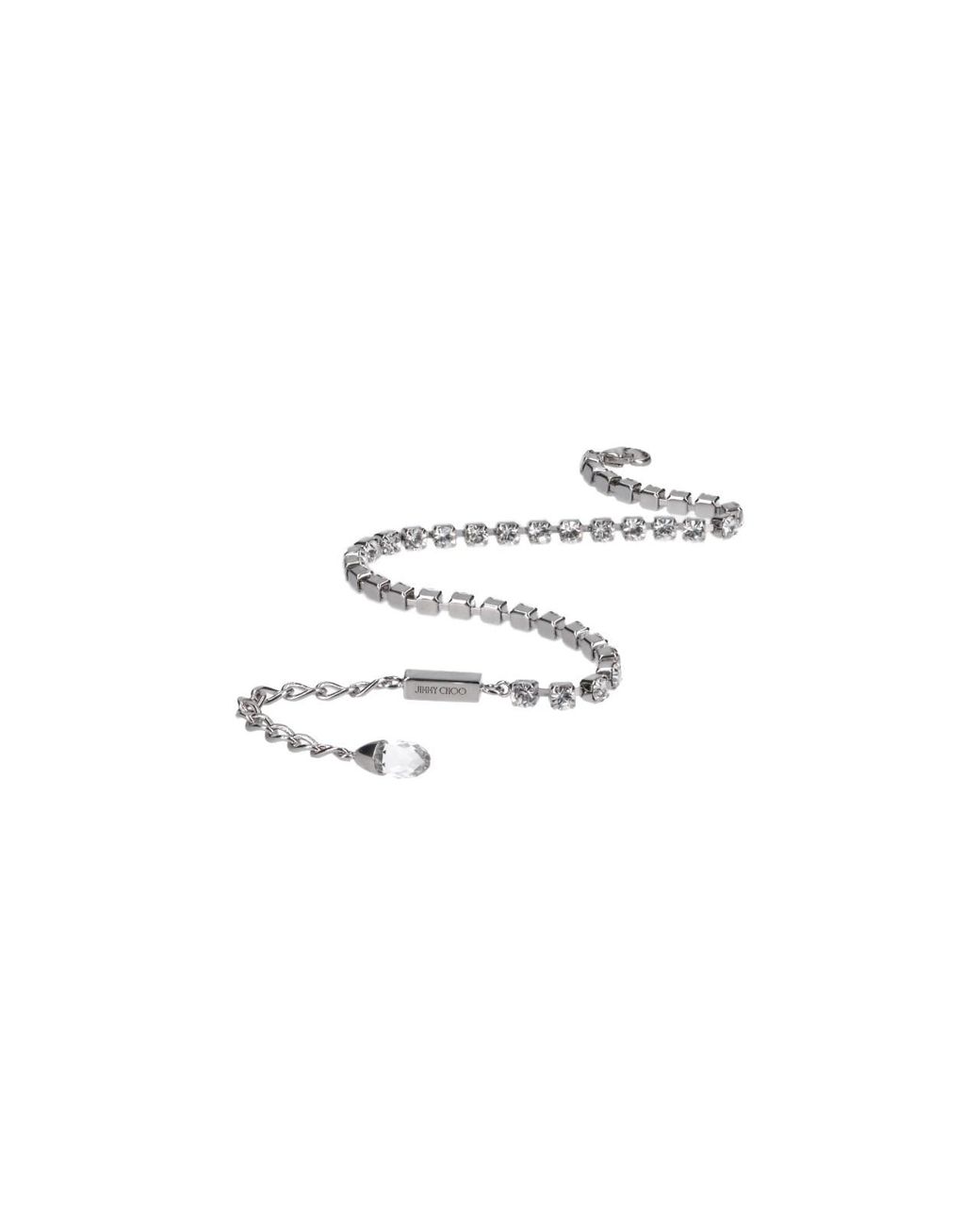 Jimmy Choo White Crystal-Embellished Chain Anklet