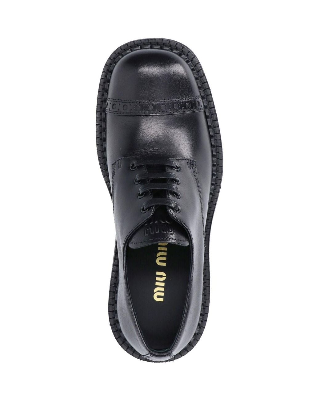 Miu Miu Black Leather Derby Shoes