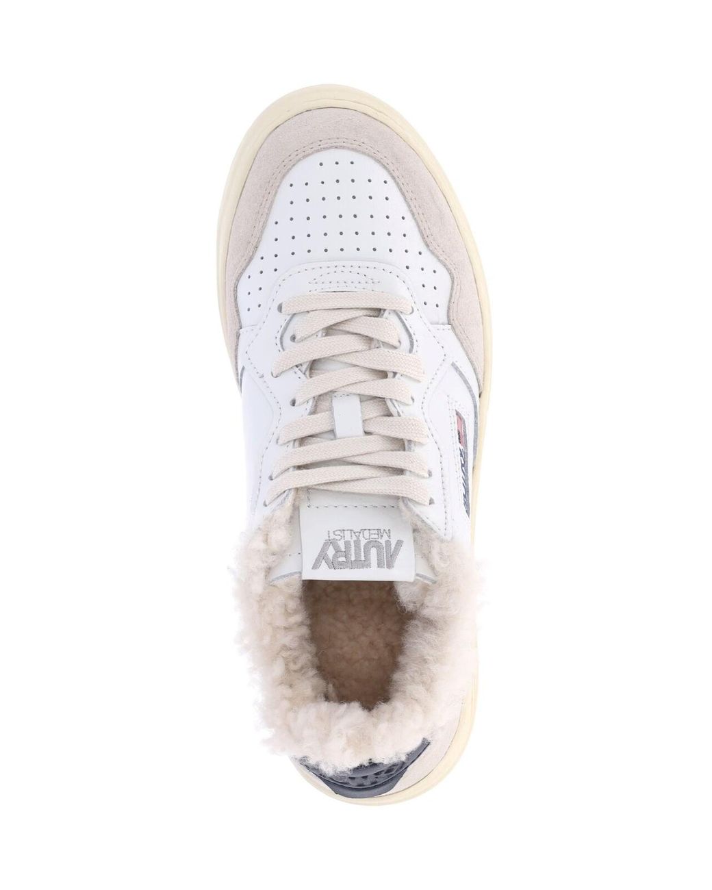 Autry White Shearling-Lined Low-Top Sneakers