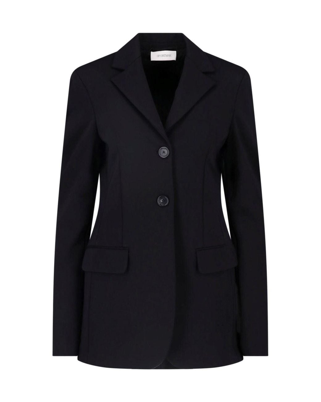 Sportmax Black Single-Breasted Viscose Blazer