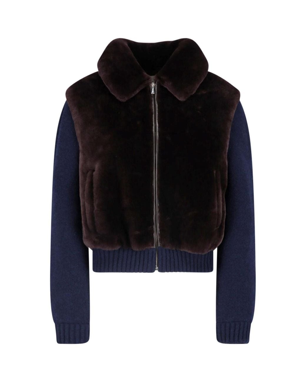 Miu Miu Black Shearling And Knit Blouson