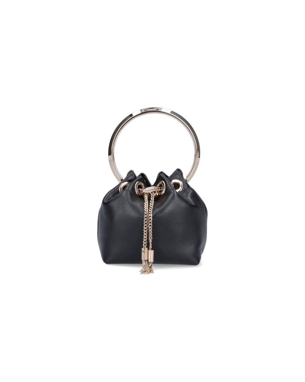 Jimmy Choo Black Mini Drawstring Bucket Bag With Ring Handle