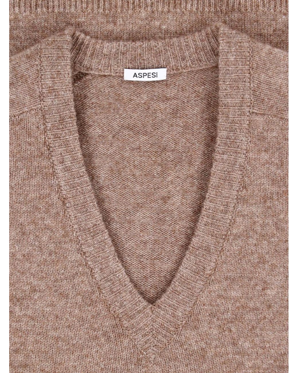 Aspesi Brown V-Neck Knit Sweater
