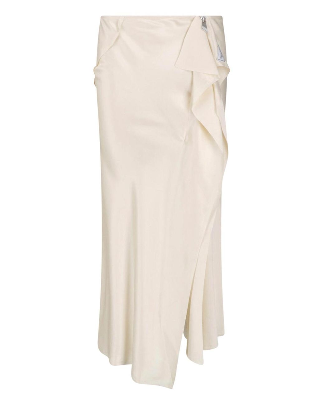 The Attico White Draped Asymmetrical Midi Skirt