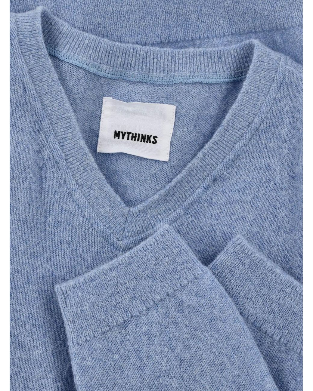 MYTHINKS Blue V-Neck Sweater