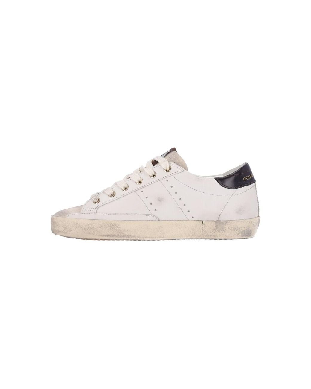 Golden Goose Deluxe Brand White Low-Top Distressed Leather Sneaker With Rhinestone Star