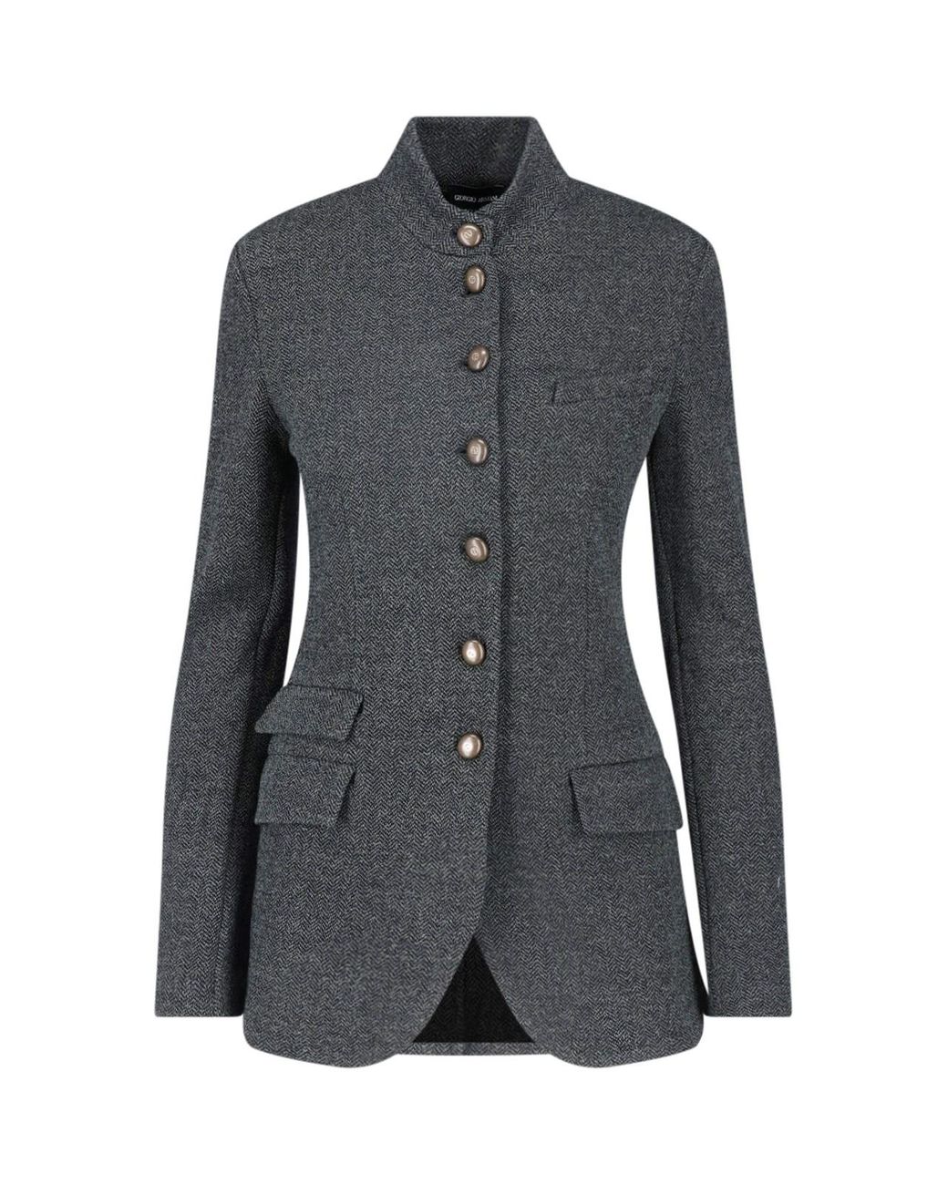 Giorgio Armani Black Tailored Herringbone Jacket