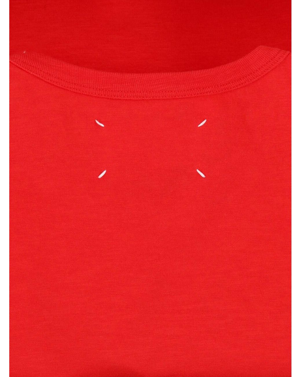 Maison Margiela Red 100% Cotton Crewneck T-Shirt
