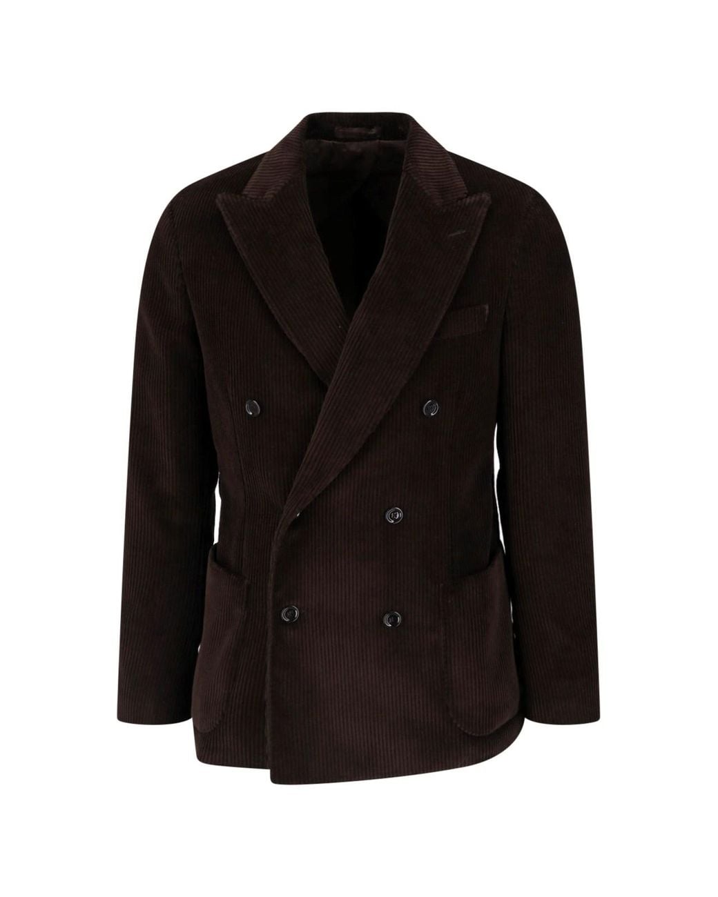 Lardini Black Double-Breasted Velvet Blazer for men