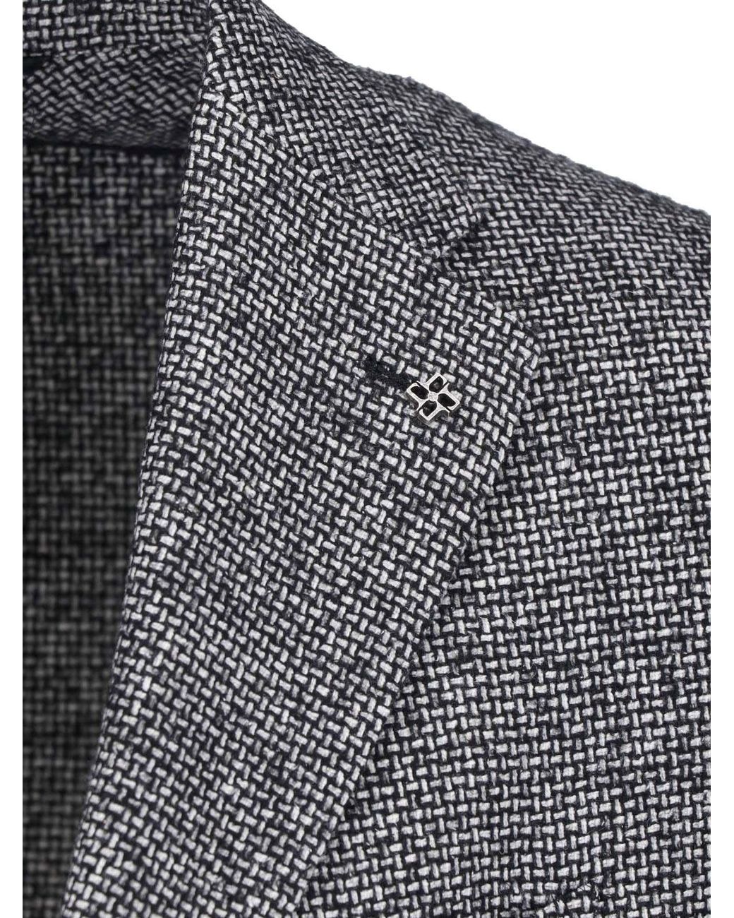 Tagliatore Gray Double-Breasted Knit Blazer for men