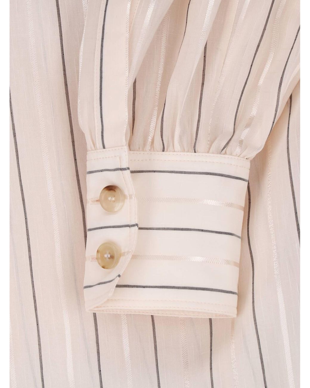Chloé White Silk-Cotton Blend Button-Down Shirt With Buffalo Horn Buttons