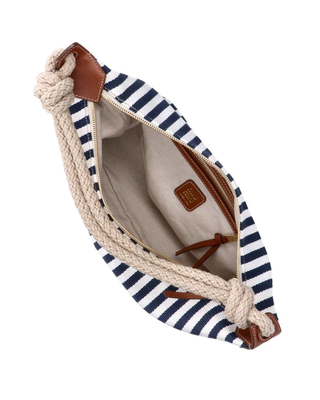 Miu Miu White Striped Shoulder Pouch