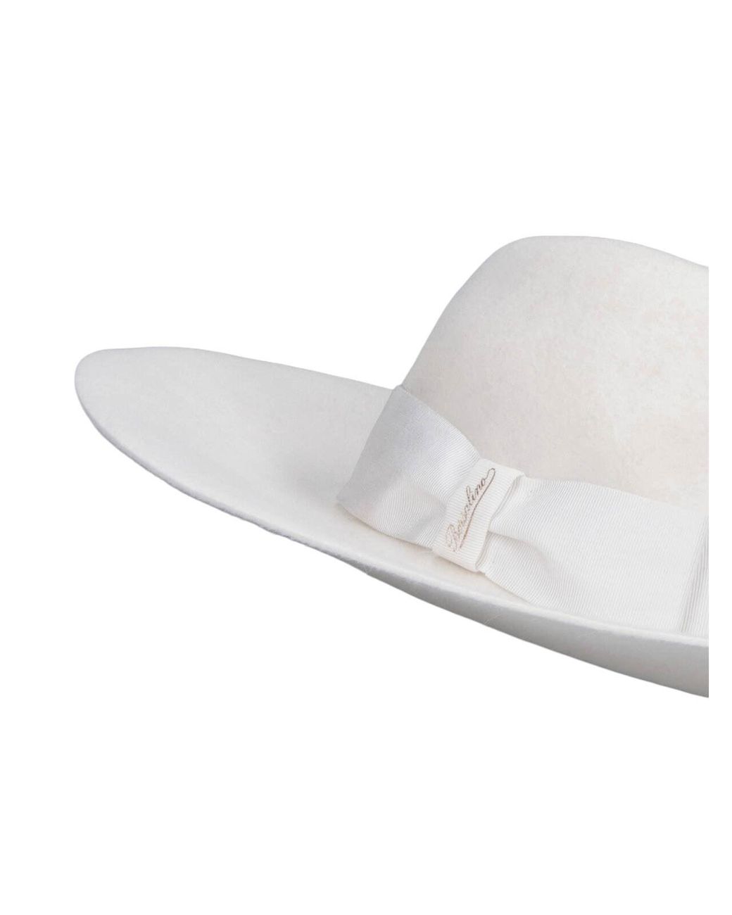 Borsalino White Wide Brim Fedora Hat