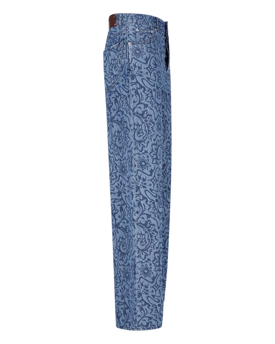Dries Van Noten Blue Printed Straight Jeans
