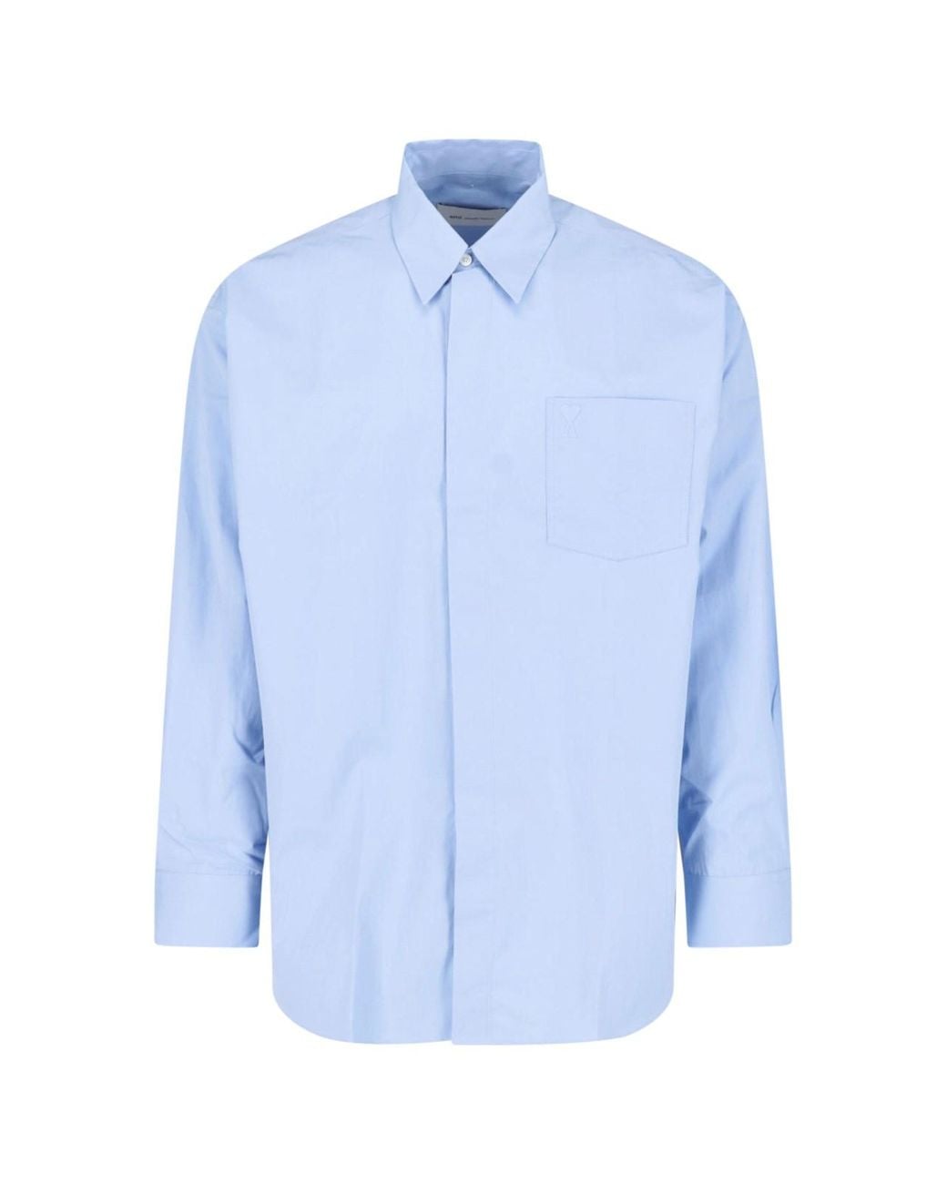 AMI Blue Cotton Button-Up Shirt for men