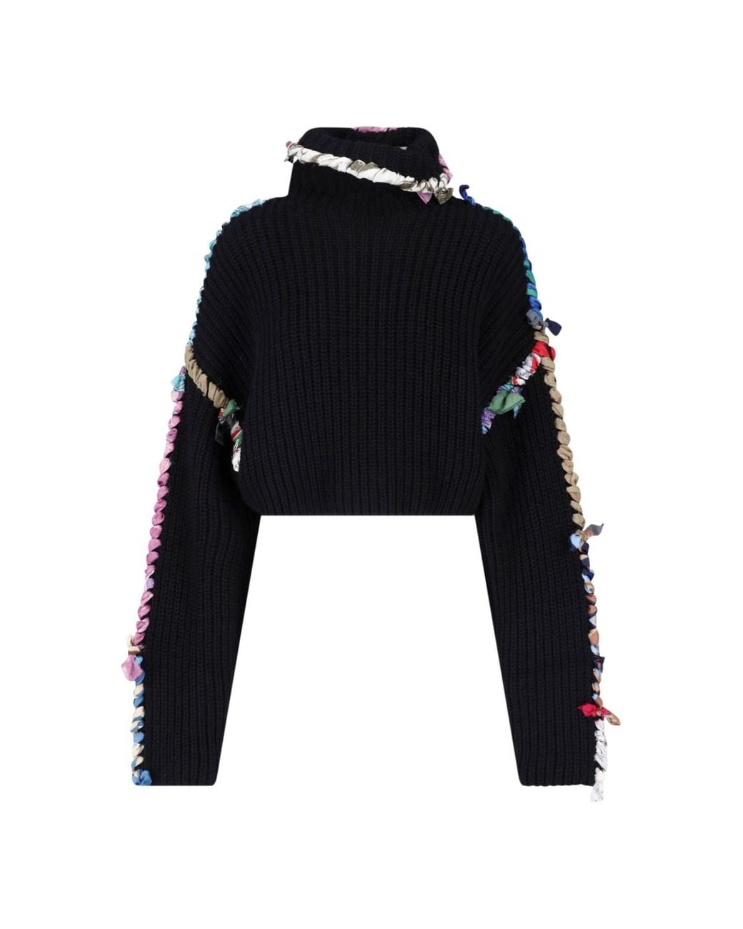 MARINE SERRE Black Upcycled Foulard Sweater