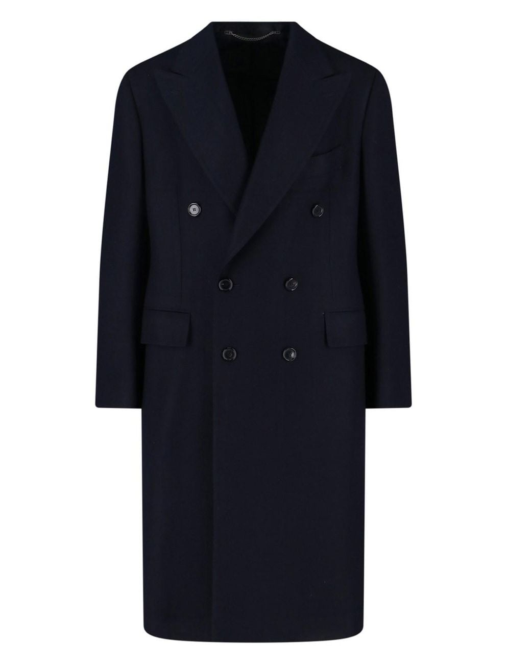 Cesare Attolini Blue Double-Breasted Coat for men