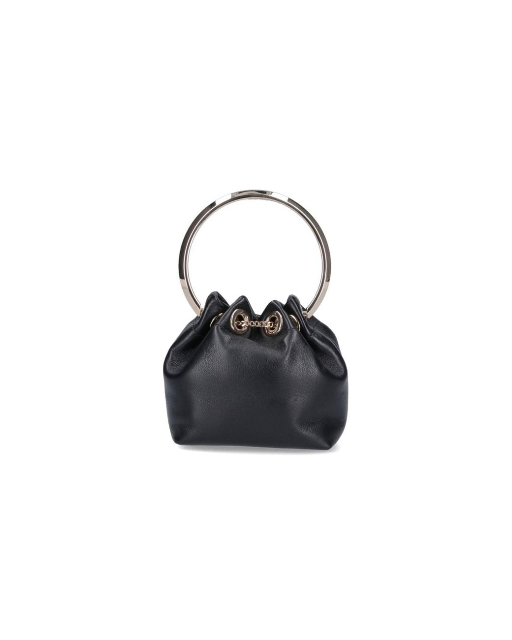 Jimmy Choo Black Mini Drawstring Bucket Bag With Ring Handle