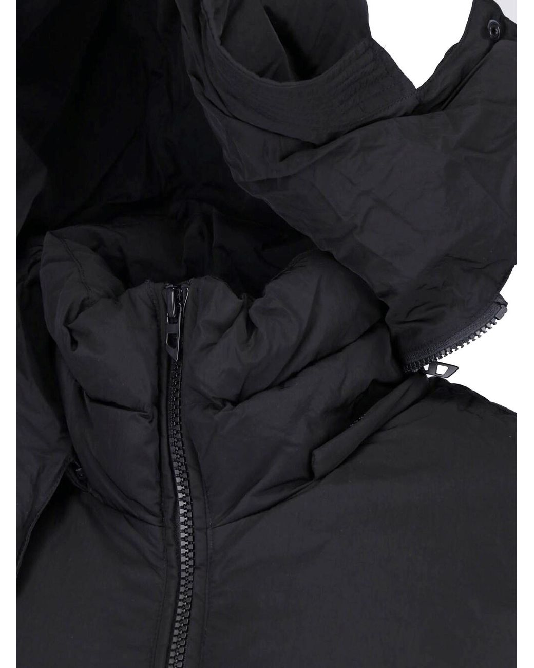 DIESEL Blue Cropped Puffer Jacket With Hood
