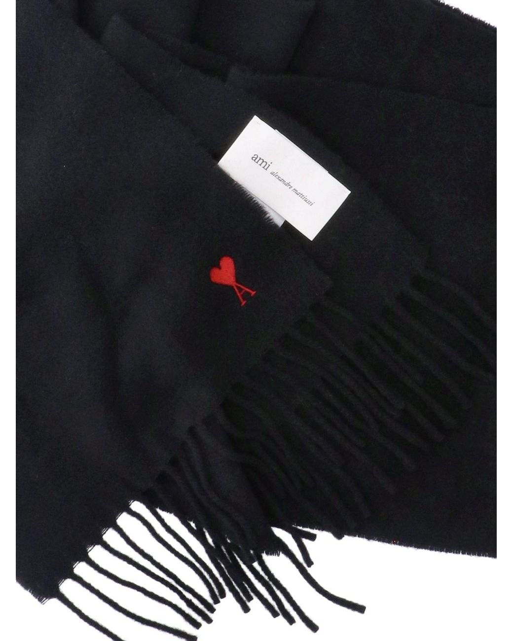 AMI Black Wool Scarf De Cœur"